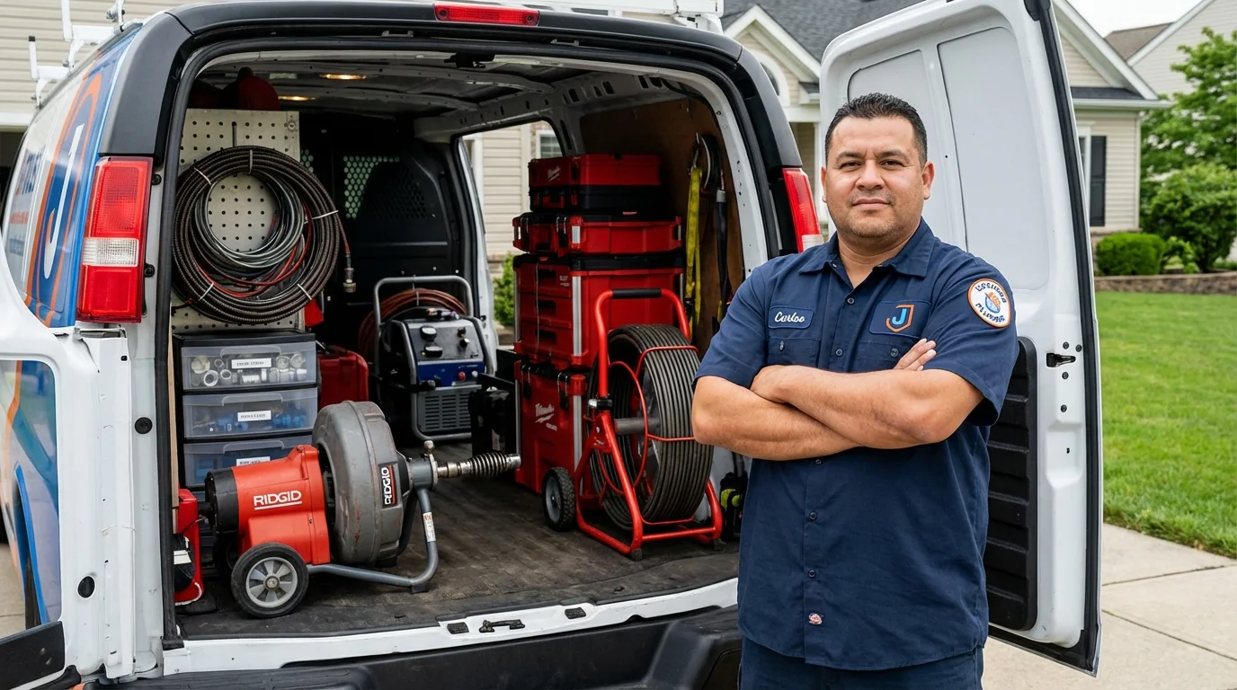 Professional drain cleaning equipment and Johns Plumbing LLC plumber in Shelter Island Heights