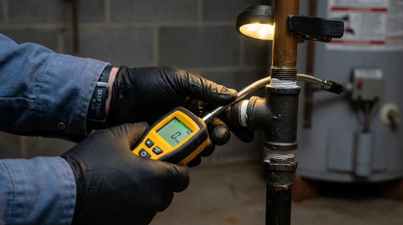 Gas leak detection with electronic sniffer by Johns Plumbing LLC in Shelter Island Heights