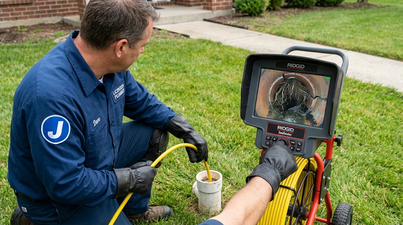 Sewer camera inspection being performed by Johns Plumbing LLC in Shelter Island Heights